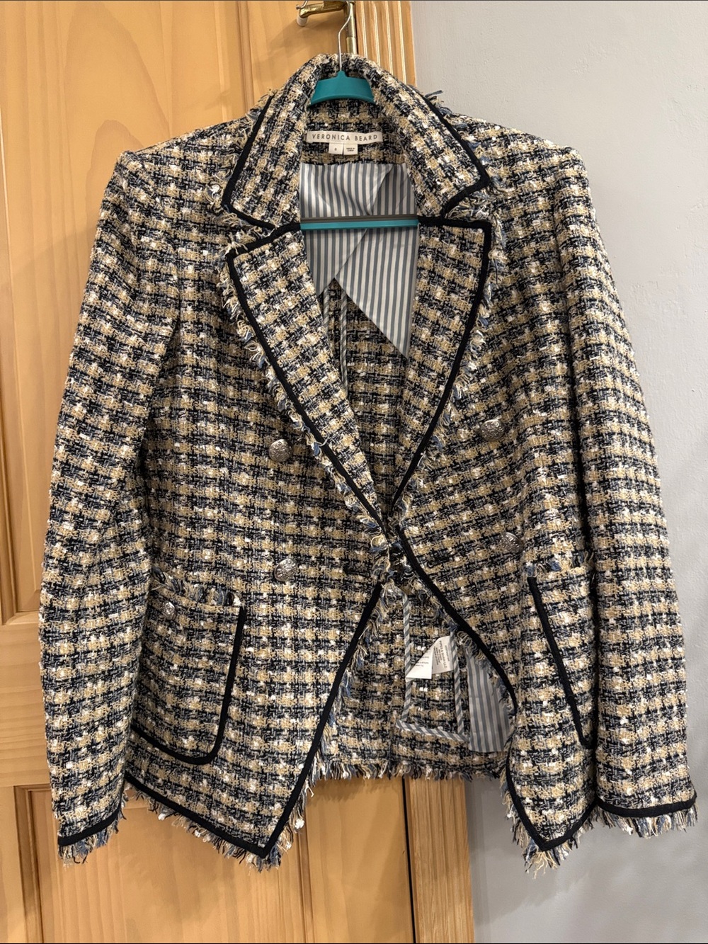 Veronica Beard Navy Cream Tweed Dickey Blazer Women’s Size 8